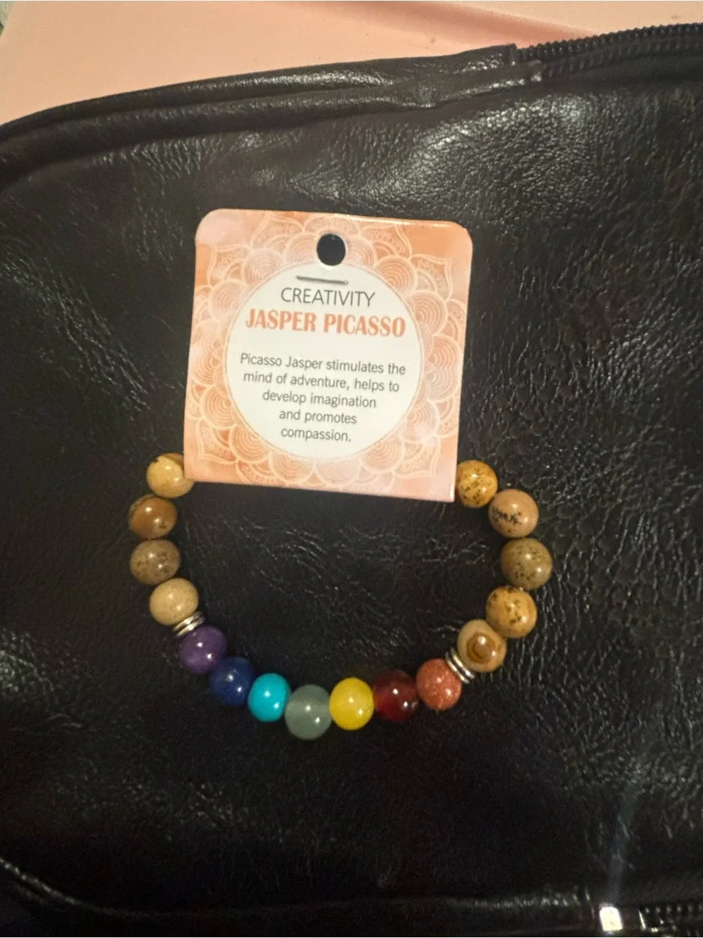 Jasper Picasso Beaded Chakra Stretch Bracelet - Multicolor
